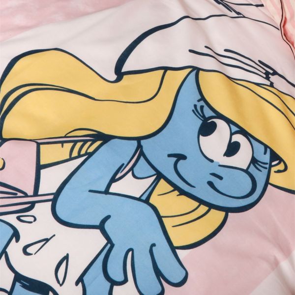 סט מצעי כותנה לילדים דרדסים - דגם Smurf Love