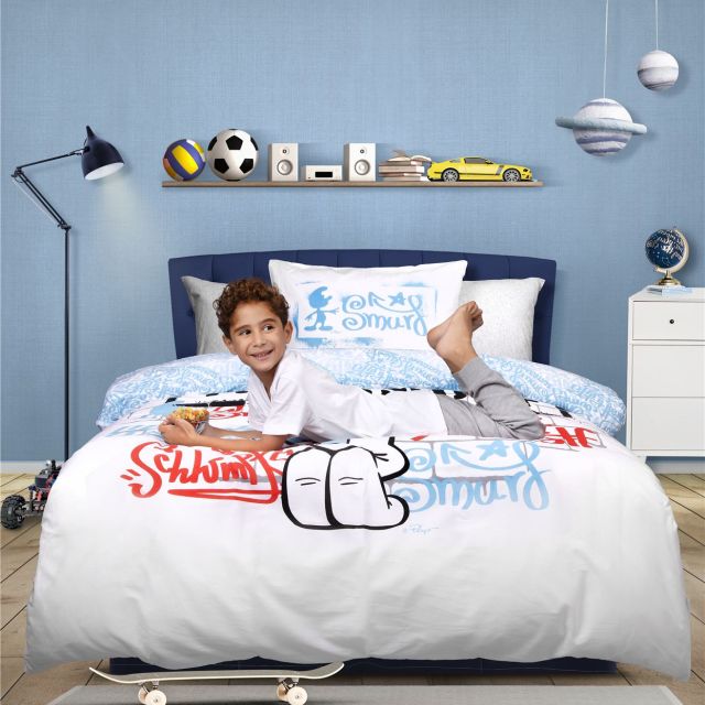 מצעי כותנה לילדים מיטת יחיד 90/200 ס”מ - דרדסים Smurf Artist