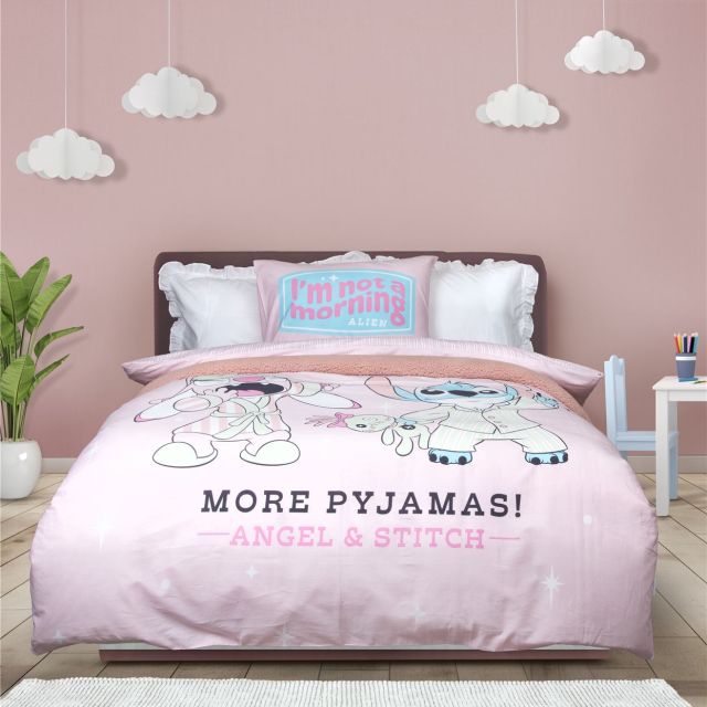 מצעי כותנה לילדים דיסני Less Drama – סטיץ’ ואנג’ל, 144 חוטים