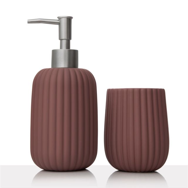 סט אמבטיה קרמיקה – דיספנסר וכוס מעוצבים Soho